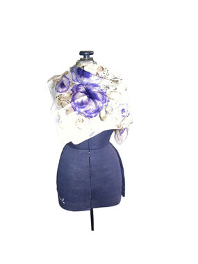 Women's Unbranded Off-White Purple Floral Scarf One Size